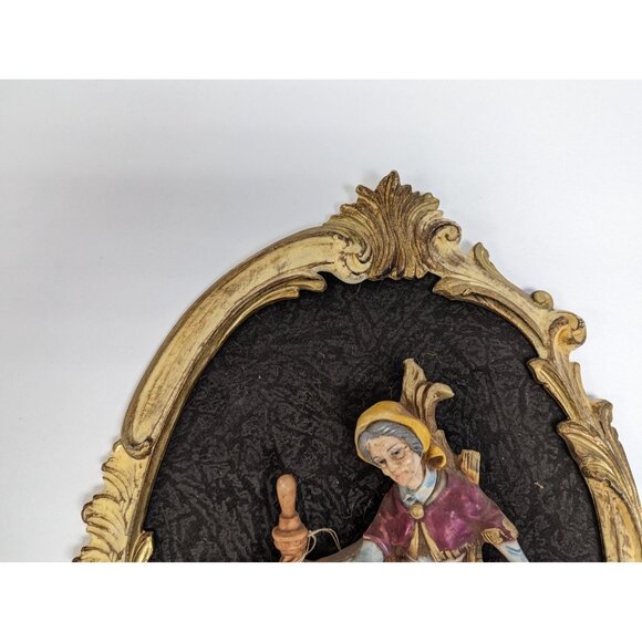 Vintage Empire 3D Wall Art 826 A Italy Picture Woman Spinning 16" X 11" - Picture 2 of 8